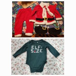 Santa Outfit and Baby Gap Elf Size Onesie
